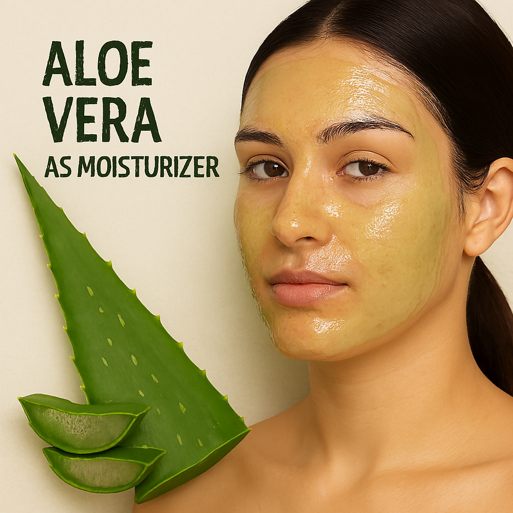 Woman applying Aloe Vera gel as a face moisturizer
