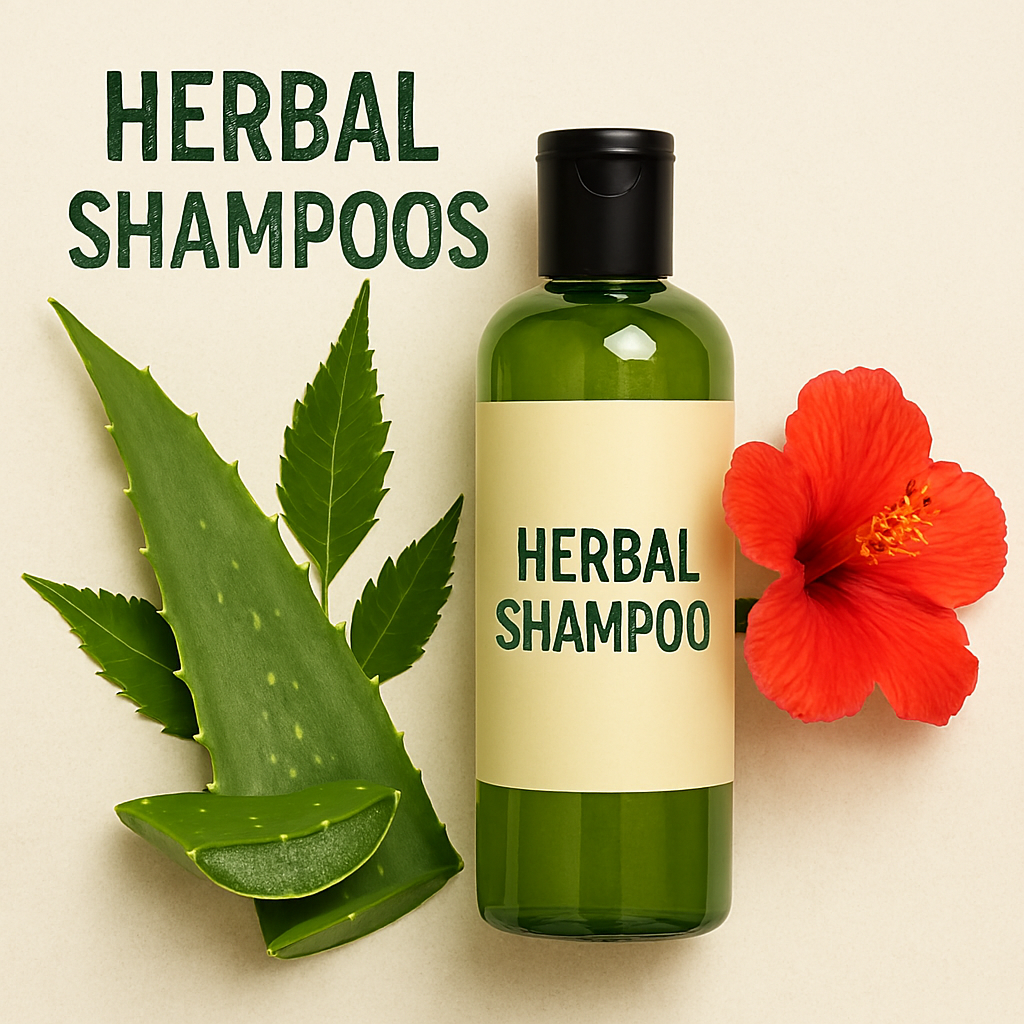Natural shampoo bottle with herbal ingredients for hair growth